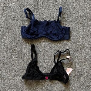 Victoria’s secret Navy and Black Lace Bralette Set